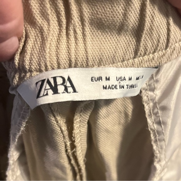 Zara carrot fit beige pants size medium barrel oversized loose - Picture 3 of 3